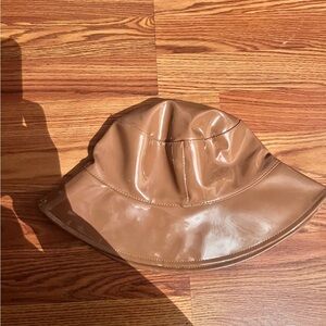 Patent leather brown bucket hat